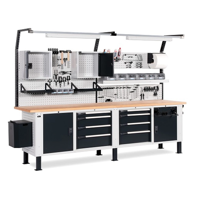 Vendita online Banco Work Master BR piano Multiplex mm.3000x750x1985/2360H - Grigio RAL7035+RAL7016